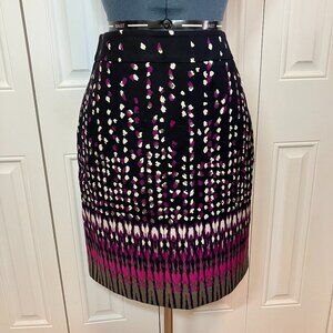 Ann Taylor Purple Print Cotton Spandex Skirt Size 8
